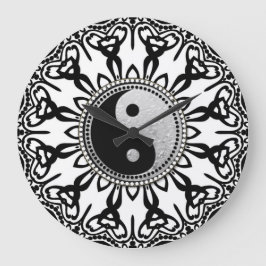 Tribal Black+White YinYang balanceert uw tijd Grote Klok