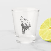 Tribal Black Wolf Howl Shot Glas (Voorkant)