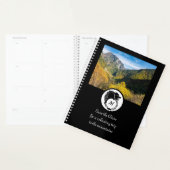 Tribal Black Wolf Silhouette Laurel Monogram Foto Planner (Display)