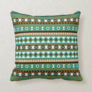 Tribal Blanket Pattern Green en Brown Kussen