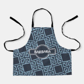 Tribal Blauw Wit Minimaal Patroon Schort (Voorkant)