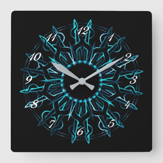 Tribal Blauwgroen Sun Wall klok (Voorkant)