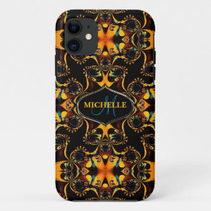 Tribal Blue Batik Custom Name iPhone Case-Mate 11 Hoesje