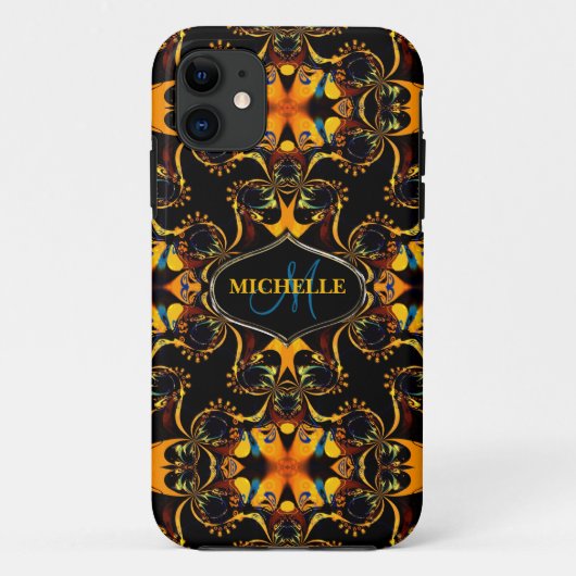 Tribal Blue Batik Custom Name iPhone Case-Mate Case (Achterkant)