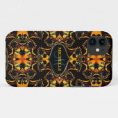 Tribal Blue Batik Nom personnalisé coque iphone-Ma (Dos (Horizontal))