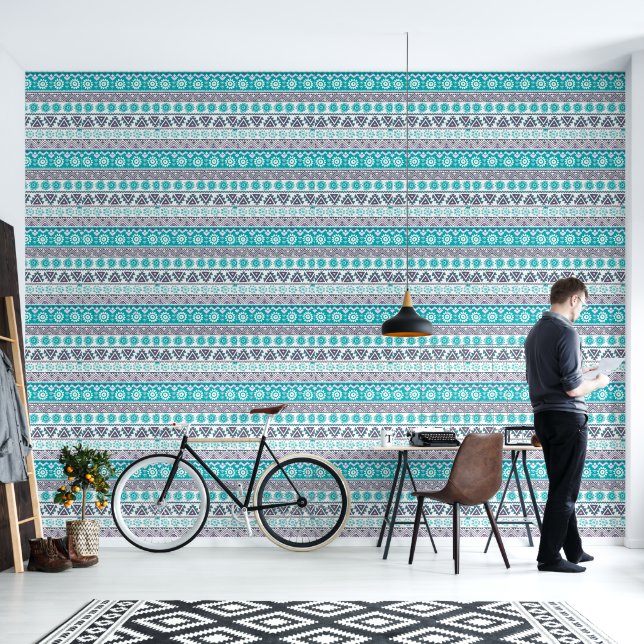 Tribal Blue Behang (Woonkamer)