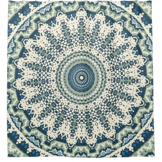 Tribal Blue Green Mandala Douchegordijn (Voorkant)