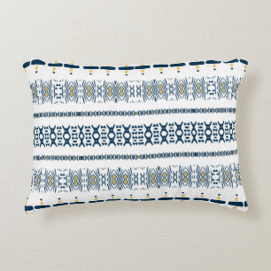 Tribal Blue White Mudcloth Accent Kussen