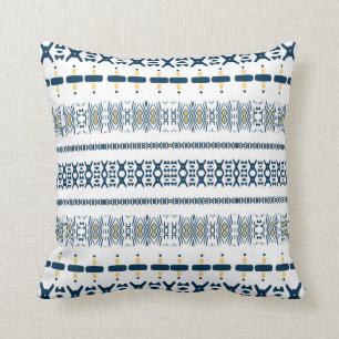 Tribal Blue White Mudcloth Kussen