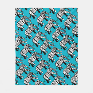 Tribal Bohemian Elephants Custom Fleece Blanket Deken