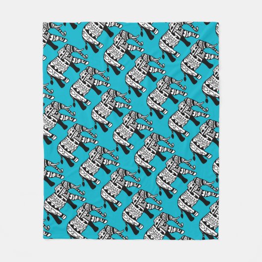 Tribal Bohemian Elephants Custom Fleece Blanket Deken (Voorkant)