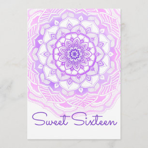 Tribal Bohemian Mandala Paarse Sweet Sixteen Kaart