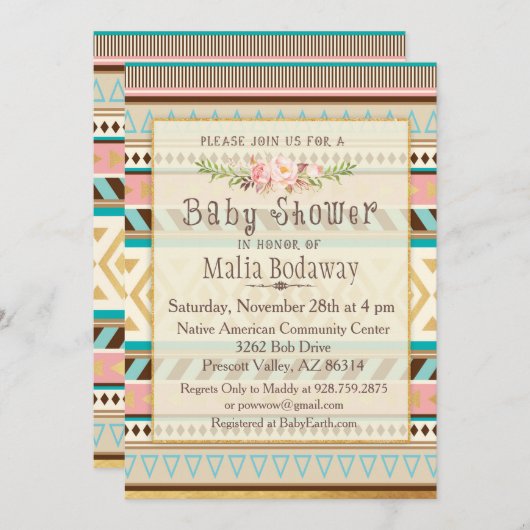 Tribal Boho Baby shower Uitnodiging (Voorkant / Achterkant)