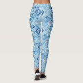 Tribal Boho Blue Squares Leggings (Achterkant)