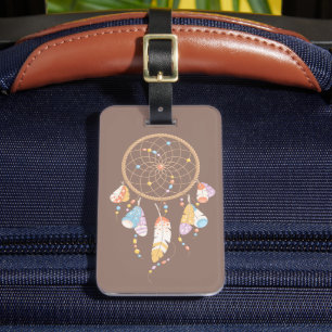 Tribal Boho Dreamweaver op Brown Bagagelabel