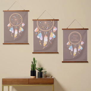 Tribal Boho Dreamweaver op bruine set van 3 Hangend Wandkleed