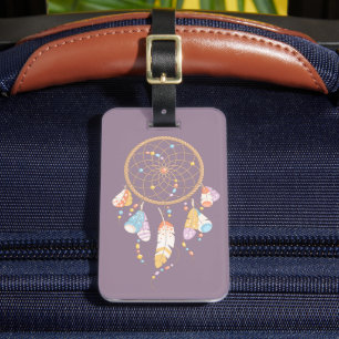 Tribal Boho Dreamweaver op Paars Bagagelabel