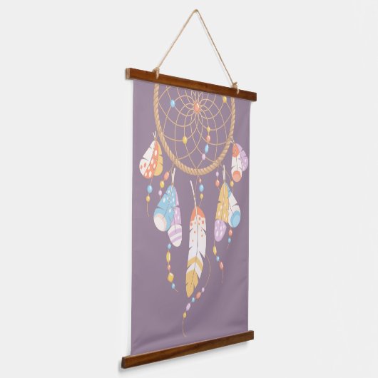 Tribal Boho Dreamweaver op Paars Hangend Wandkleed (Gebogen)