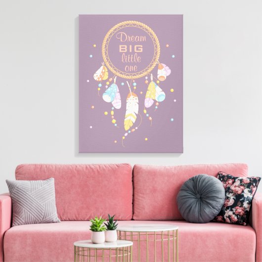 Tribal Boho Dreamweaver op Paarse prijsopgave Canvas Afdruk (Insitu (Woonkamer))