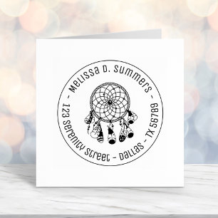 Tribal Boho Dreamweaver Round Address 1 Zelfinktende Stempel