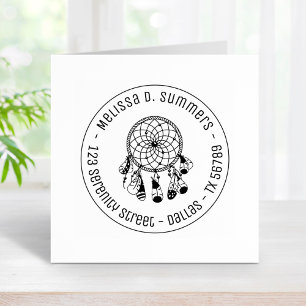 Tribal Boho Dreamweaver Round Address 3 Rubberstempel