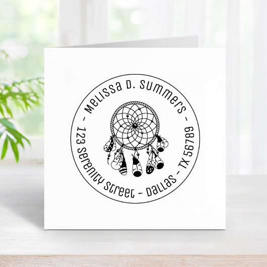 Tribal Boho Dreamweaver Round Address 3 Rubberstempel