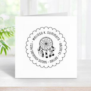 Tribal Boho Drocatcher Scalloped Address Rubberstempel