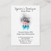 *~* Tribal Boho Peace Sign Flowers Feathers Grunge Visitekaartje (Achterkant)