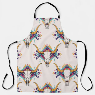 Tribal Bull Skull: Boho naadloos Schort