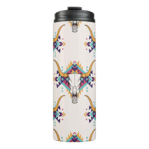 Tribal Bull Skull: Boho naadloos Thermosbeker