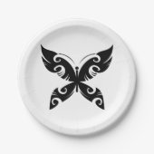 Tribal Butterfly Tattoo Bold Black Ink Style Papieren Bordje (Voorkant)