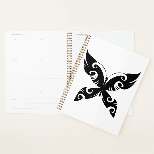 Tribal Butterfly Tattoo Bold Black Ink Style Planner