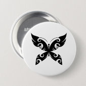 Tribal Butterfly Tattoo Bold Black Ink Style Ronde Button 7,6 Cm (Voorkant /achterkant)