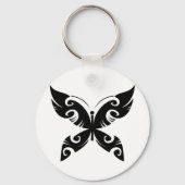 Tribal Butterfly Tattoo Bold Black Ink Style Sleutelhanger (Achterkant)