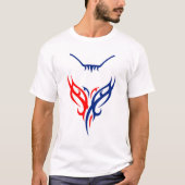 Tribal Cat Design - Red and Blue Abstract T-Shirt (Voorkant)