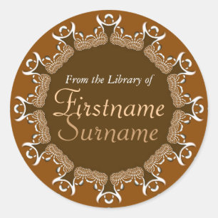 Tribal Coffee Lace Hearts Boekplaatsticker Ronde Sticker