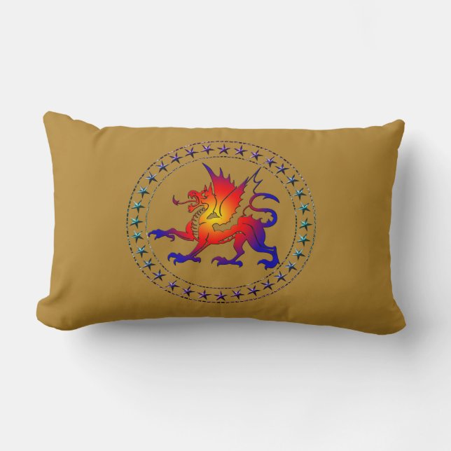 Tribal Colour Dragon Pillow II Kussen (Voorkant)