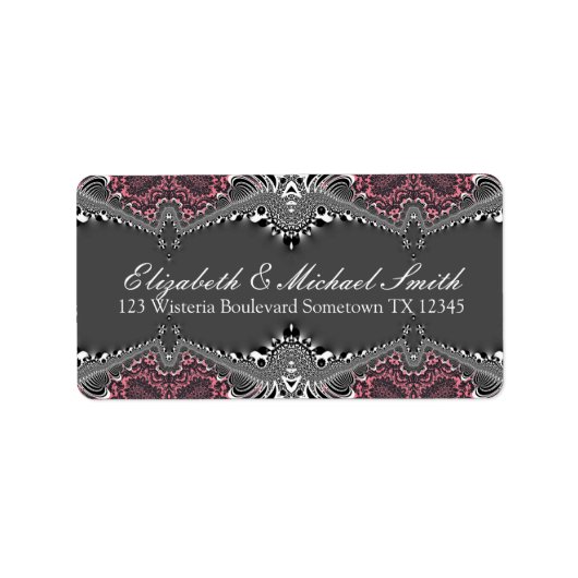 Tribal Dark Pink Damask Adresse Stickers Étiquette (Devant)
