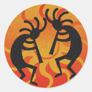Tribal Desert Sun Zuidwest Kokopelli Ronde Sticker
