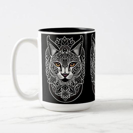 Tribal Design Lynx Tweekleurige Koffiemok (Links)