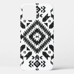 Tribal Design: Zwart Wit Hand-getrokken iPhone 12 Hoesje
