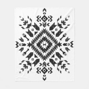 Tribal Design: Zwart Wit Hand-getrokken Fleece Deken