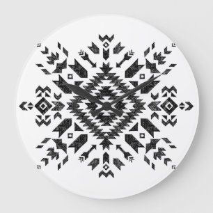 Tribal Design: Zwart Wit Hand-getrokken Grote Klok