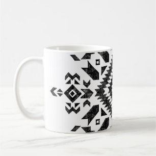 Tribal Design: Zwart Wit Hand-getrokken Koffiemok