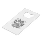Tribal Dog Pw Druk op vervormde achtergrond Kredietkaart Flessenopener (Voorkant Gekanteld)