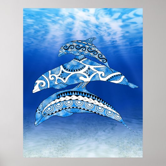 Tribal Dolphins Poster (Voorkant)