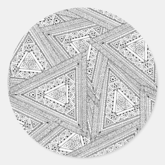 Tribal Doodle 2 Ronde Sticker (Voorkant)