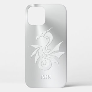 Tribal Dragon Logo, uw monogram initialen iPhone 12 Hoesje
