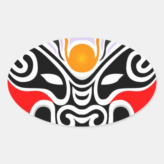 Tribal Dragon Mask Ovale Sticker (Voorkant)