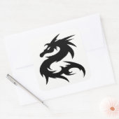 Tribal Dragon Silhouette Vierkante Sticker (Envelop)